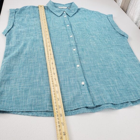 Tom Tailor Womens Boxy Button Up Blouse Size 40 Cuffed Sleeve Minimalist Summer - Picture 8 of 9